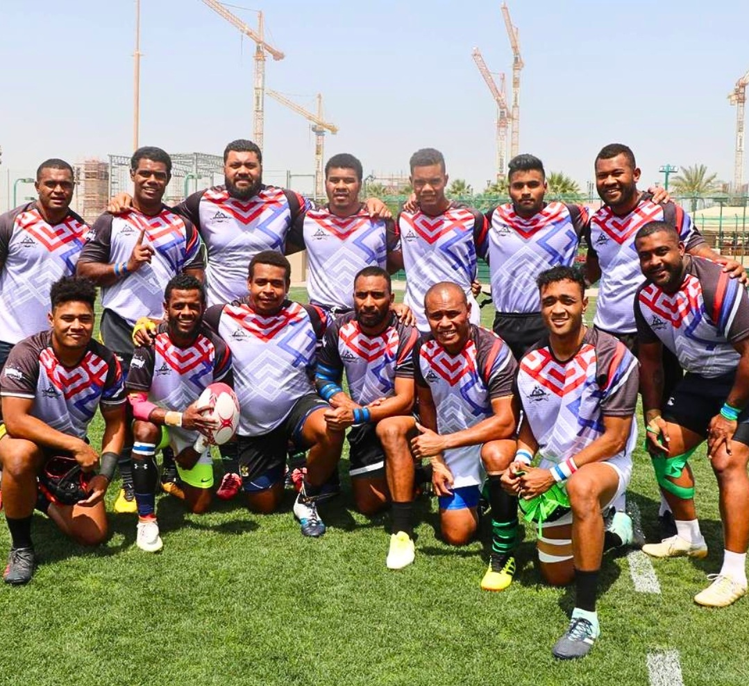 Pacific Moana DXB Dubai rugby club in BOOMFA kit.